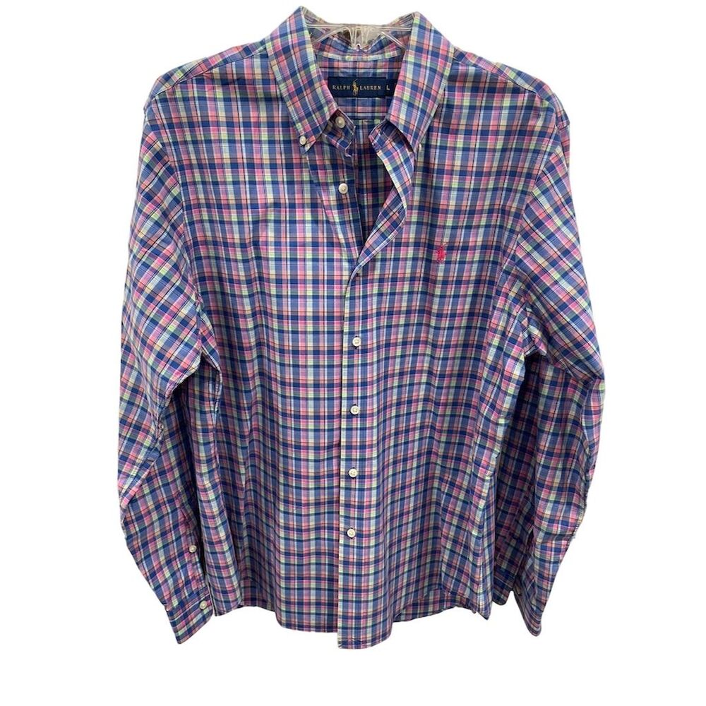 Ralph Lauren Men's Multicolor Plaid Button-Down Shirt Size L Long Sleeve Casual